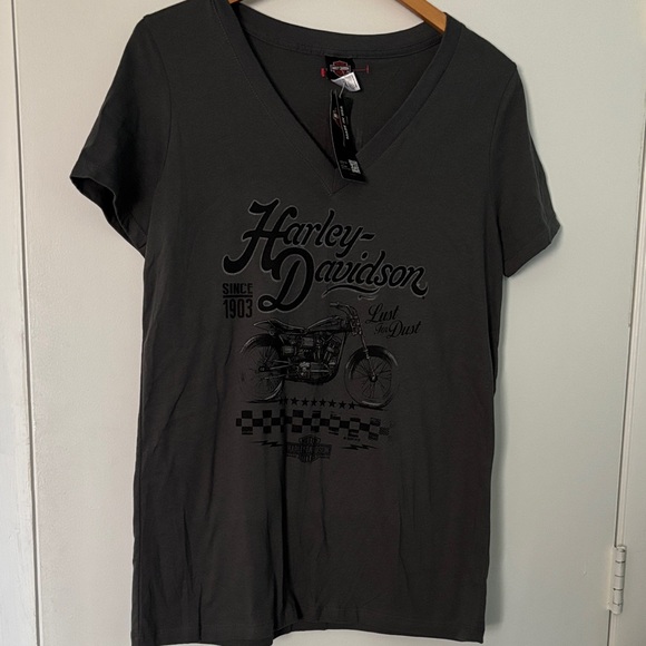 Harley-Davidson Charcoal V-Neck Tee NWT - Picture 1 of 5